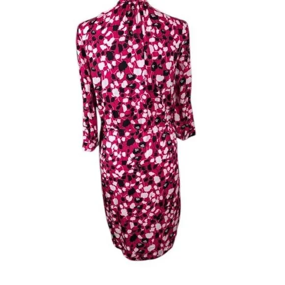 Diane Von Furstenberg Freya Silk Blend Shirt Dress Pink Black Floral Oversized 2 - Picture 2 of 16